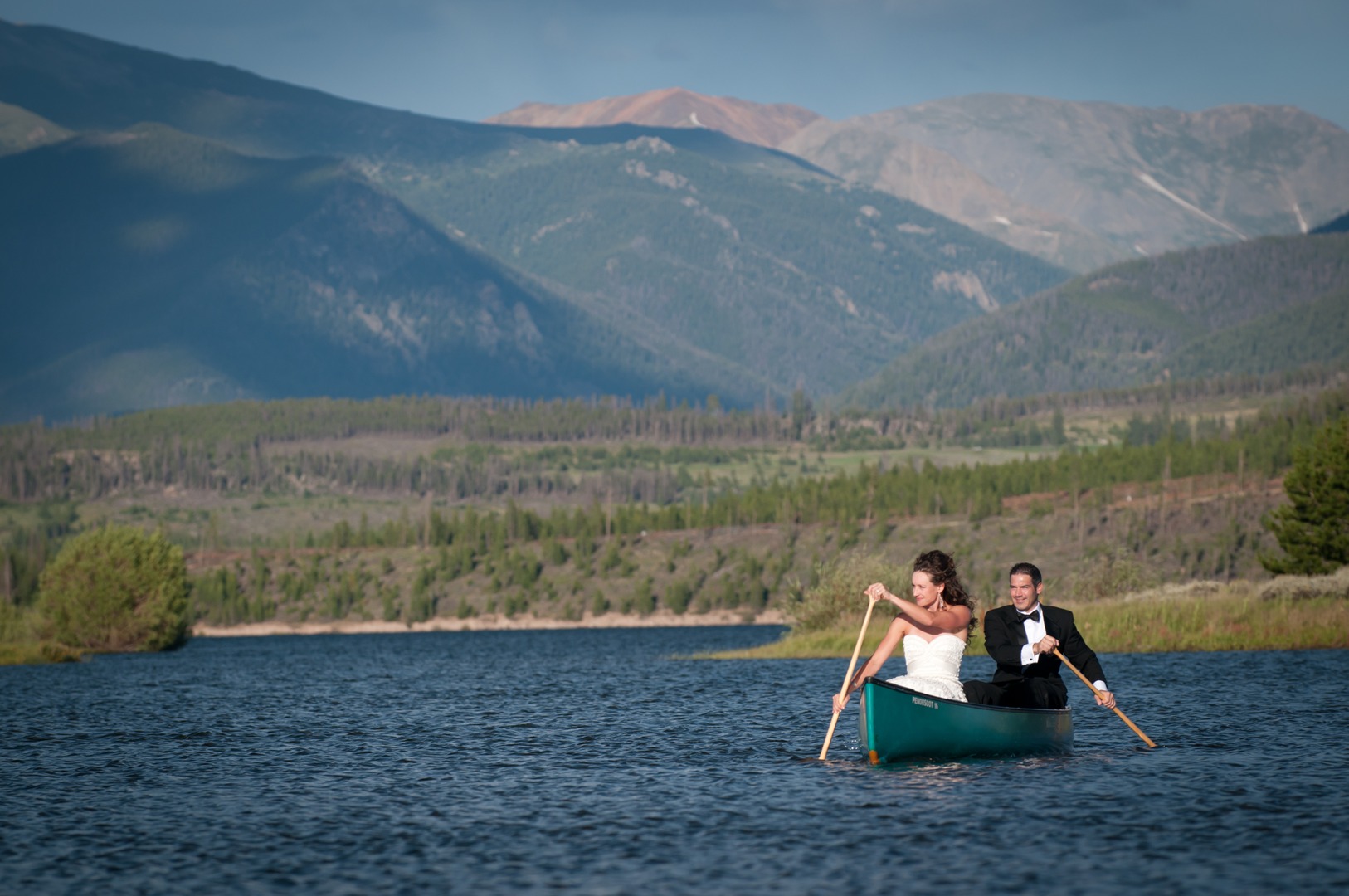 canoe couple engagement portrait